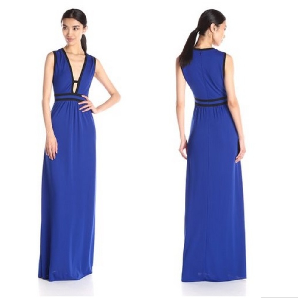 BCBG Max Azria Juliette Deep V Gown Maxi Dress NEW